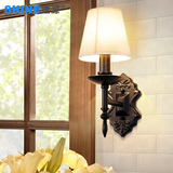 世源美式铁艺床头壁灯 镜前灯卧室书房客厅墙面壁单头灯具WL3055