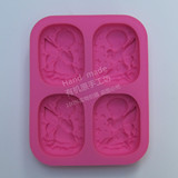 硅胶模具 4连男孩女孩组合天使 手工皂模具 冷制皂 皂基 烘焙模具