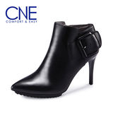 CNE 秋冬款女鞋女靴尖头性感细高跟靴时尚及踝裸靴女短靴TCFS 6T