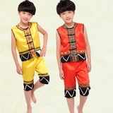 儿童演出服少数民族男童服葫芦丝竹竿舞表演服装傣族苗族彝族舞蹈