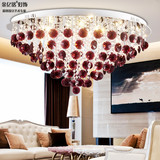 LED水晶灯浪漫温馨餐厅卧室客厅灯具吸顶灯时尚酒红紫色灯饰8203