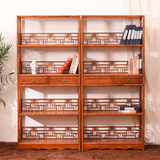 中式仿古家具实木书架书橱柜展厅架四层书柜置物架组合简易桌上
