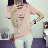 韩版女装2016夏季创意糖果色卡通动漫半袖t恤上衣学生青年通勤潮