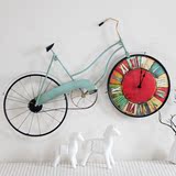 创意墙上装饰品美式复古自行车挂钟墙饰客厅卧室个性墙面壁饰钟表