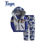 TAGA童装男童针织三件套装中大童运动休闲套装2016秋冬新款三件套