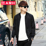 AMH男装韩版2015秋装新款修身条纹休闲棒球服夹克外套男OT5111翎