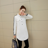 冬季韩版女士衬衫全棉加绒加厚中长款修身显瘦时尚百搭打底衬衫潮