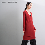 Amii Redefine大码套头女装针织长袖圆领腈纶通勤文艺单件毛衣