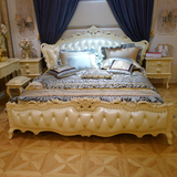 欧式真皮床1.8米婚床实木双人床白色公主床1.5奢华雕花到家橡木床