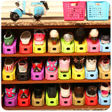 可调节一体鞋架简易塑料双层鞋托鞋柜整理架收纳架鞋店展示架包邮