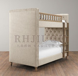 正品切斯特复古法式橡木实木软包床美式乡村两层床高低床儿童床