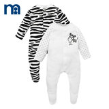 [部分预售]mothercare英国2件装纯棉婴儿包脚连体衣宝宝哈衣长袖