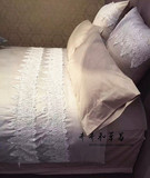 欧式纯色蕾丝花边四件套纯棉床单水洗真丝被套4件床上用品婚庆1.8