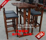 碳化复古实木酒吧桌椅套件 酒吧桌 酒吧椅 实木酒吧凳 酒吧桌椅
