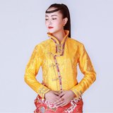 西藏民族服装长袖衬衣女 盘扣硬立领上衣 宽松休闲藏服 汉服改良