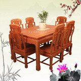 特价花梨木象头餐桌全实木长方形餐桌椅组合一桌六椅红木餐厅饭桌