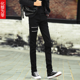 韩版修身黑色牛仔裤男士青年小脚裤学生显瘦简约铅笔裤青春流行
