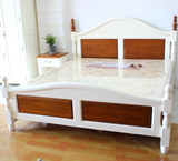 双色实木床 白色床 楸木实木双人床 水曲柳实木床 1.8米 美式家具