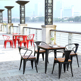 星巴克复古实木户外桌椅组合阳台餐厅休闲桌椅咖啡厅茶几五件套