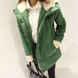 2015冬装韩版学院风加厚加绒羊羔绒休闲大码外套学生女棉衣中长款