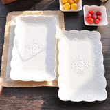 景德镇创意陶瓷餐具盘子纯白欧式浮雕骨瓷西餐盘碟子菜盘点心盘子