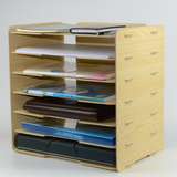 Y01木制文件箱书桌面木质书本架资料架收纳盒多功能办公室整理架