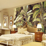复古芭蕉叶壁纸东南亚风格大型壁画热带雨林客厅餐厅卧室背景墙纸