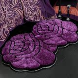 韩国丝紫色地毯卧室床边毯门口地垫门厅口门垫玫瑰花3D花朵脚垫