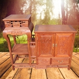 红木家具缅甸花梨木茶水柜实木餐边柜大果紫檀花架高低储物柜子