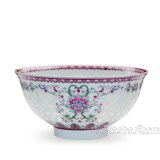 景德镇陶瓷碗5英寸水晶玲珑瓷釉中彩骨瓷仿古高脚中式米饭碗粥碗