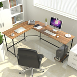 铁架木板简单组装家用办公室转角台式电脑桌墙直角书桌工作写字台