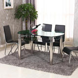 钢化玻璃餐桌椅组合整装长方形圆形简约现代伸缩折叠饭桌实木