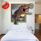 亏本促销创意恐龙卡通墙贴 3D立体穿墙贴画 外贸爆款客厅卧室装饰