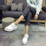 2016春季新款时尚休闲女单鞋子韩版中跟厚底松糕鞋尖头防水台女鞋