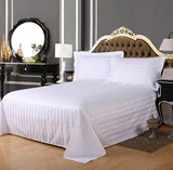 全棉宾馆白色提花床单单件五星级酒店纯棉贡缎医院用被单床上用品