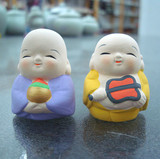 日本原单 小和尚 卡通人物 陶瓷娃娃 7福神 居家风水摆件