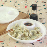 创意塑料饺子盘 带醋碟水饺盘子 双层沥水多用水果盘