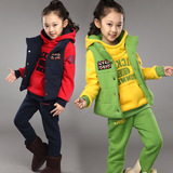 冬季韩版加绒实拍有模特儿童新款衣服卫衣两件套套装保暖男套装