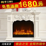 欧式实木壁炉 1米/1.2米 客厅装饰柜 电视柜 LED仿真火壁炉 取暖