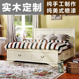 美式实木床1.8米双人床白色简约2米床水曲柳储物箱体床高箱床定做
