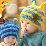 包邮韩版蜜蜂帽宝宝秋冬季新款韩国婴儿童毛线帽子男女童加绒围脖
