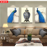 蓝孔雀 现代客厅装饰画无框画 欧式餐厅卧室玄关床头挂画墙壁画