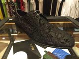 正品 Dolce&Gabbana 杜嘉班纳 15秋冬玫瑰刺绣走秀男士皮鞋