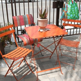 时尚彩色折叠桌椅三件套酒吧咖啡厅庭院阳台简约现代休闲桌椅组合