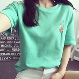 夏季女版个性宽松短袖t恤衫韩版学生卡通半袖女士t桖粉色姐妹装潮