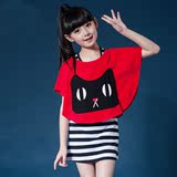 女童短袖t恤两件套装2015新款夏装大童女装儿童11-13岁韩版上衣潮