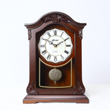 枫叶创意钟表欧式实木座钟客厅复古丽声机芯静音台钟时钟古典摆件