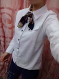 2016保暖休闲白衬衫带丝巾女长袖冬韩版加厚短款加绒打底纯棉衬