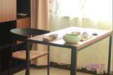 美式乡村风铁艺做旧餐椅组合实木桌椅书房书桌椅咖啡桌办公桌椅