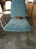 时尚蓝色布艺餐桌椅香槟金咖啡桌凳子休闲椅现代书房椅不锈钢椅子